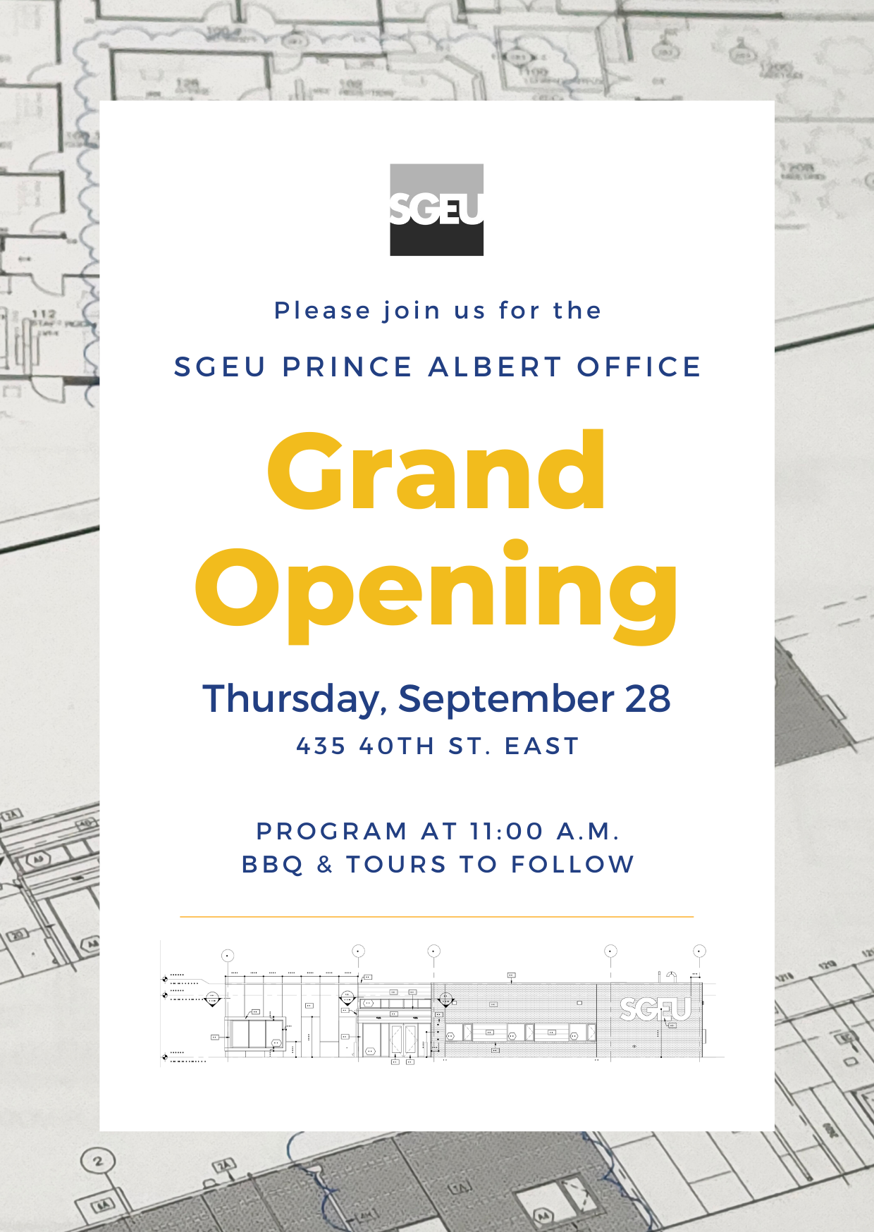 Invitation to Prince Albert office grand opening