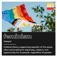 Feminism (noun). Political theory supporting equality of the sexes, often advocating for equal pay, respect, and opportunity for all people, regardless of gender. (p.117)