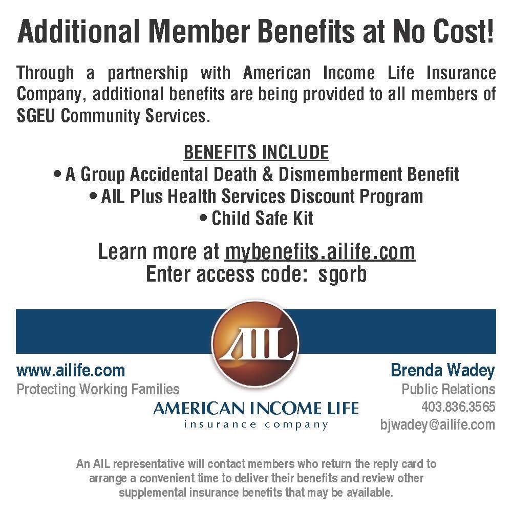 Poster with information about the American Income Life Member Benefits