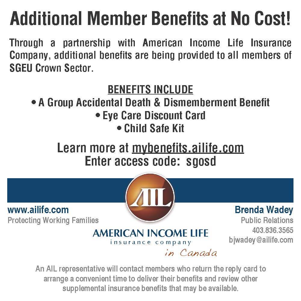 Poster with information about American Income Life Member Benefits
